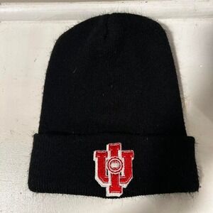 Vintage 90s made in USA Indiana university Hoosiers IU black embroidered Beanie